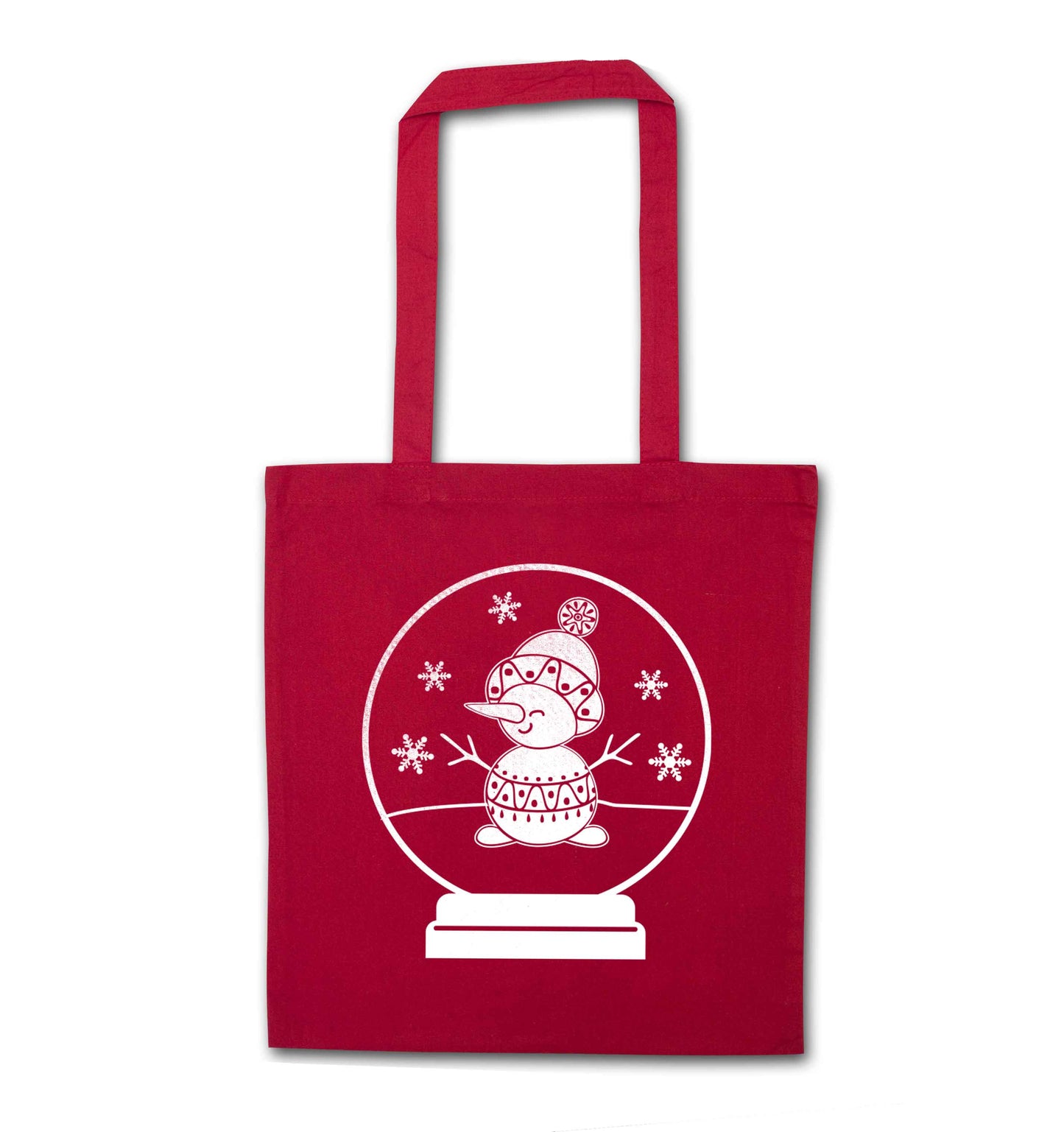 Snowman Snowglobe red tote bag
