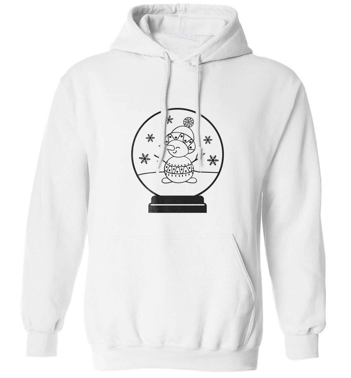 Snowman Snowglobe adults unisex white hoodie 2XL