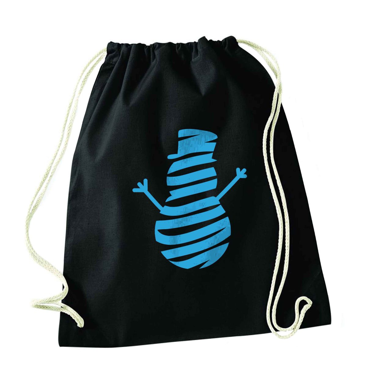 Snowman Snowglobe black drawstring bag