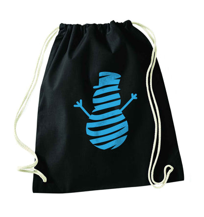 Snowman Snowglobe black drawstring bag