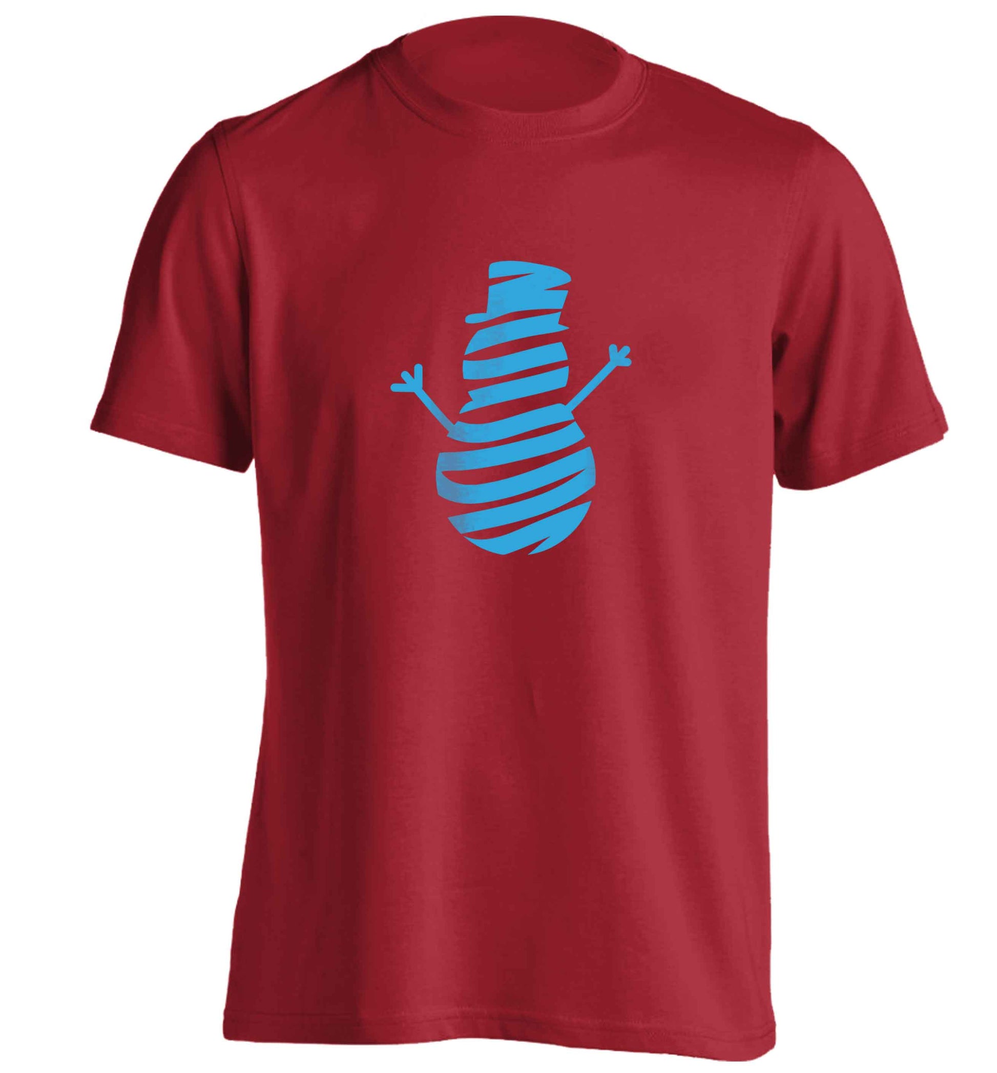 Snowman Snowglobe adults unisex red Tshirt 2XL