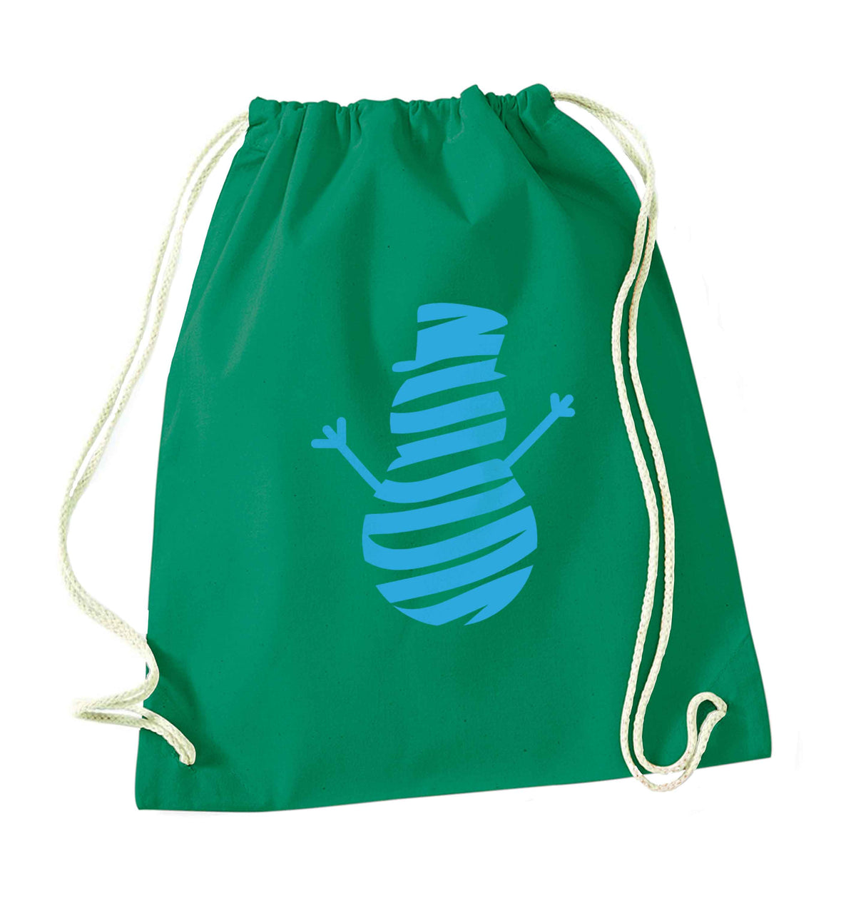 Snowman Snowglobe green drawstring bag
