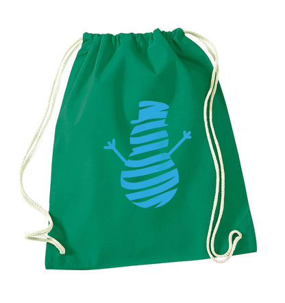 Snowman Snowglobe green drawstring bag