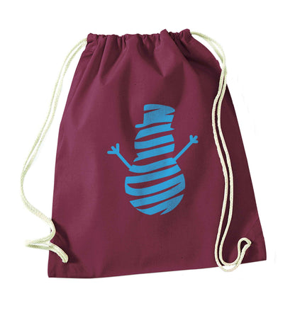 Snowman Snowglobe maroon drawstring bag