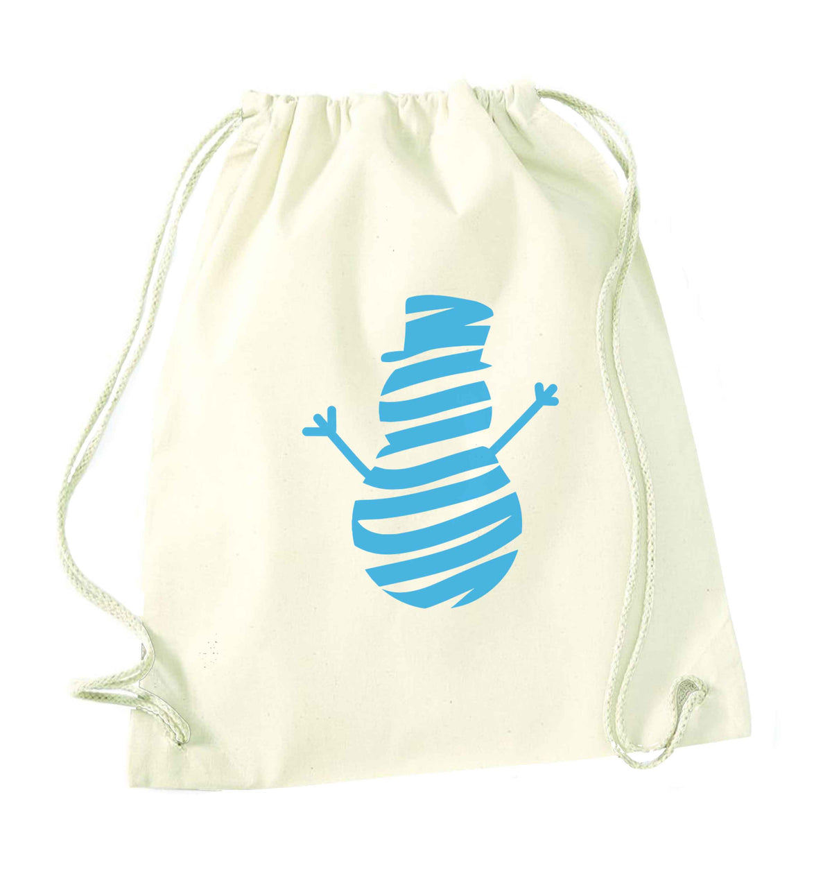 Snowman Snowglobe natural drawstring bag