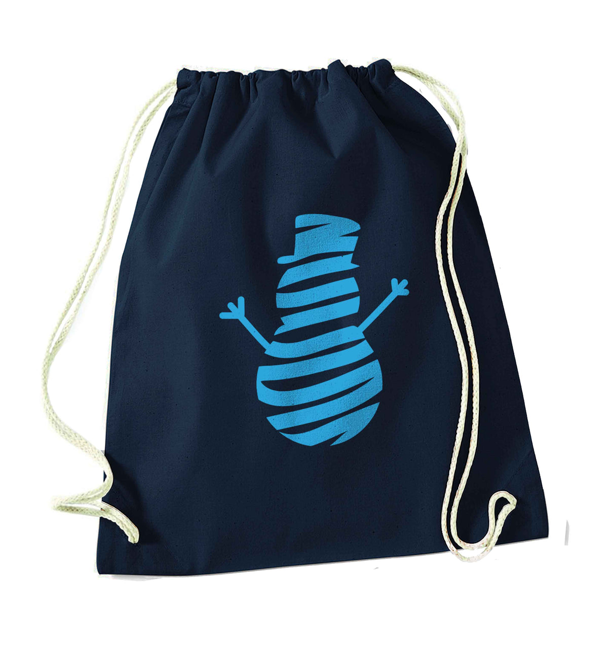 Snowman Snowglobe navy drawstring bag