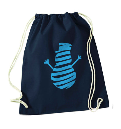 Snowman Snowglobe navy drawstring bag