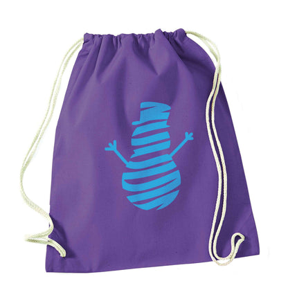 Snowman Snowglobe purple drawstring bag