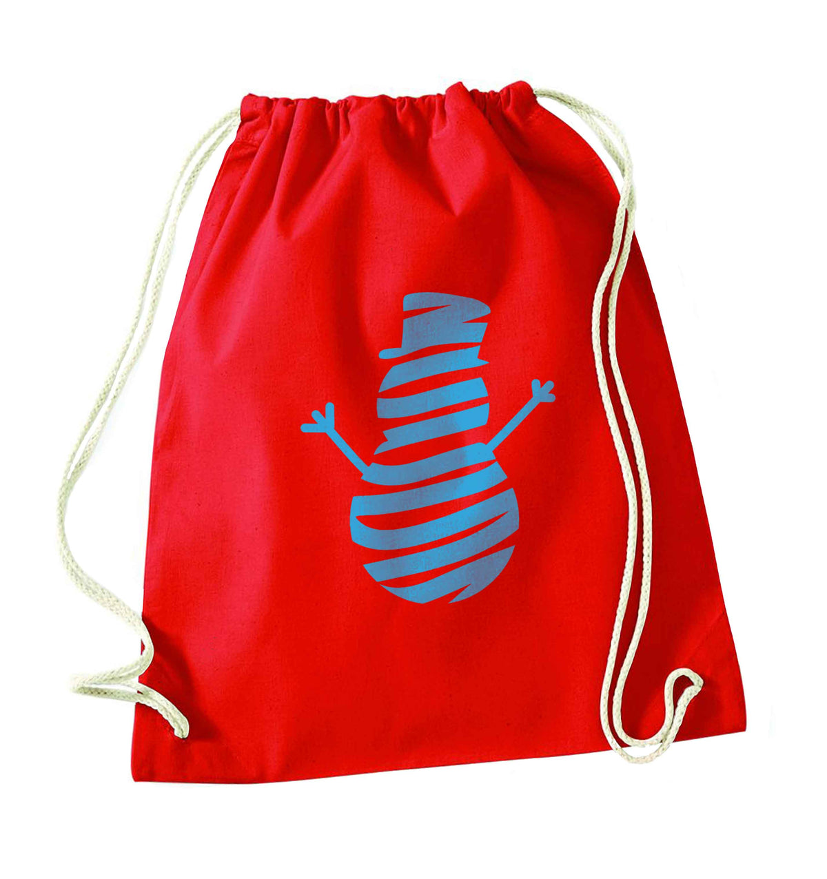 Snowman Snowglobe red drawstring bag 