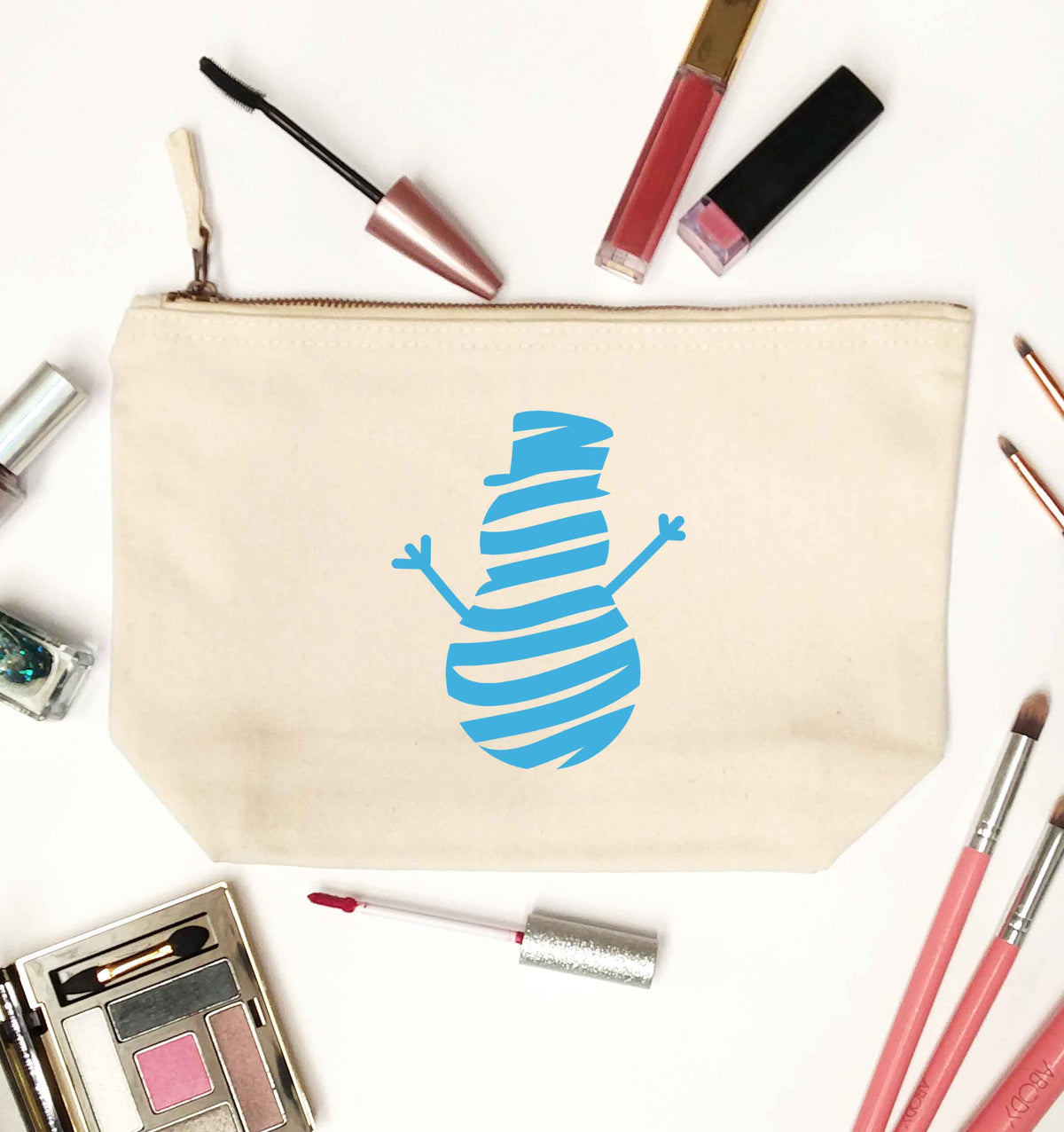 Snowman Snowglobe natural makeup bag