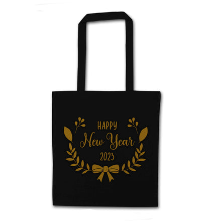 Happy New Year 2023 black tote bag