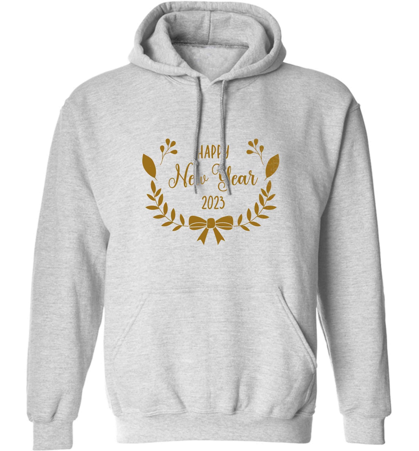 Happy New Year 2023 adults unisex grey hoodie 2XL