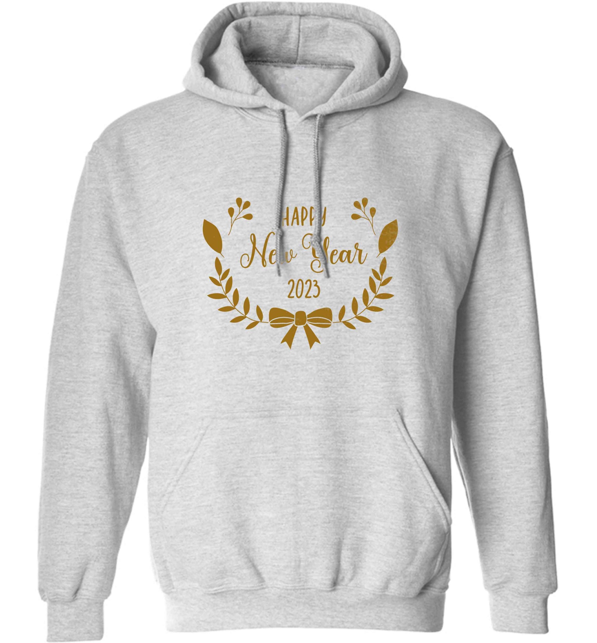 Happy New Year 2023 adults unisex grey hoodie 2XL
