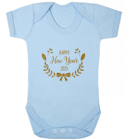 Happy New Year 2023 baby vest pale blue 18-24 months
