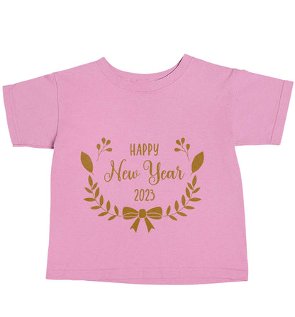 Happy New Year 2023 light pink baby toddler Tshirt 2 Years