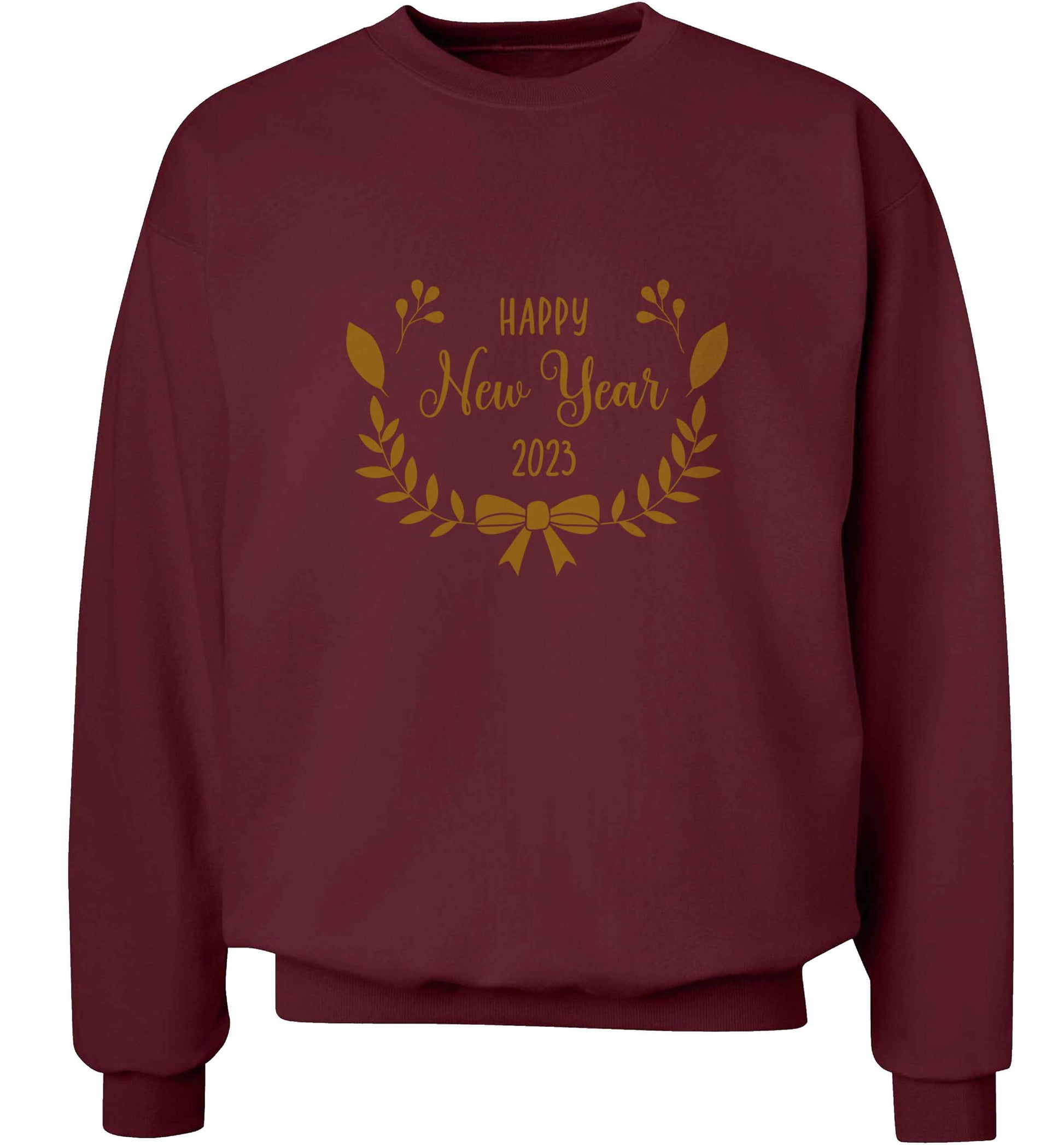 Happy New Year 2023 adult's unisex maroon sweater 2XL
