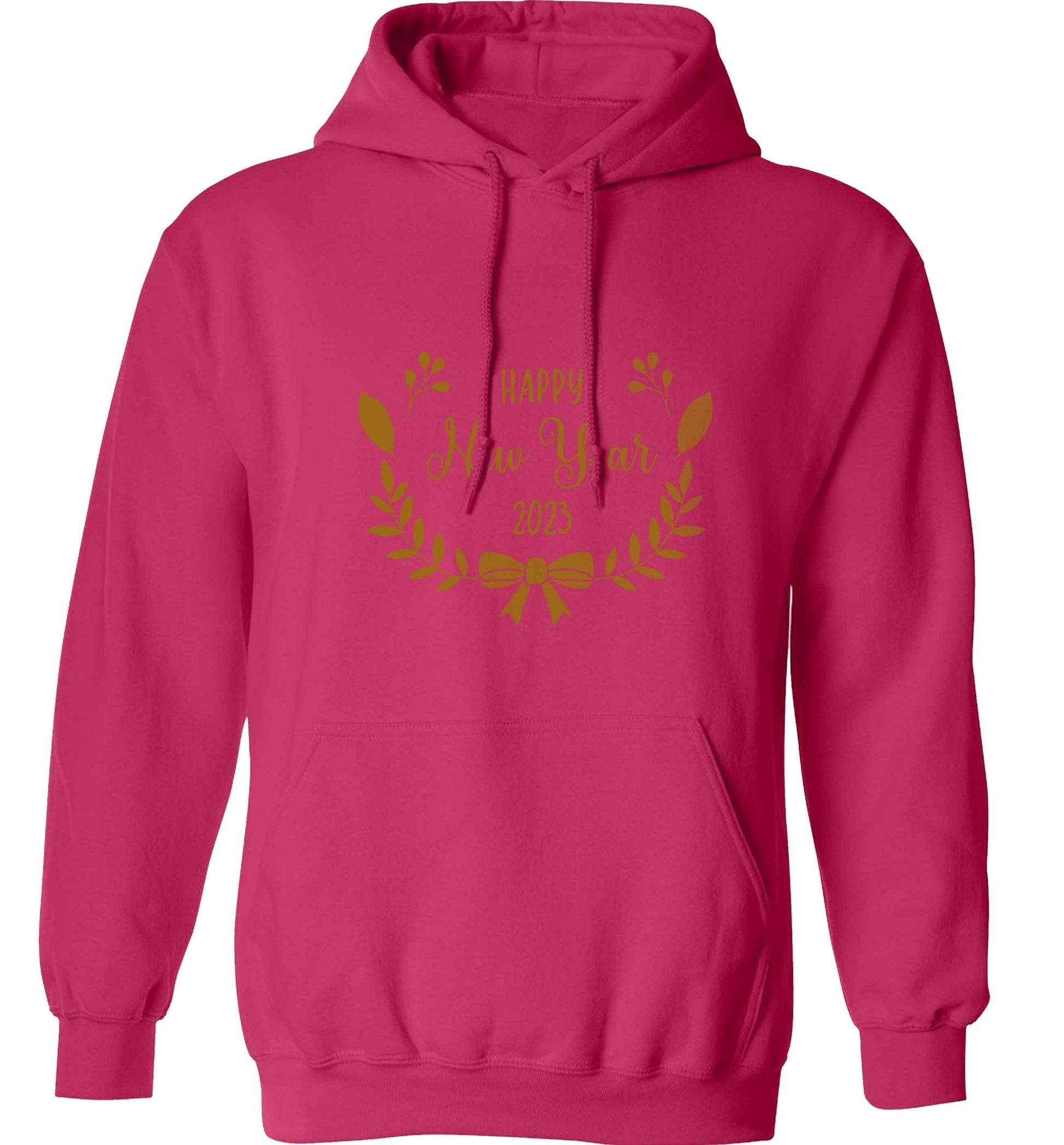 Happy New Year 2023 adults unisex pink hoodie 2XL