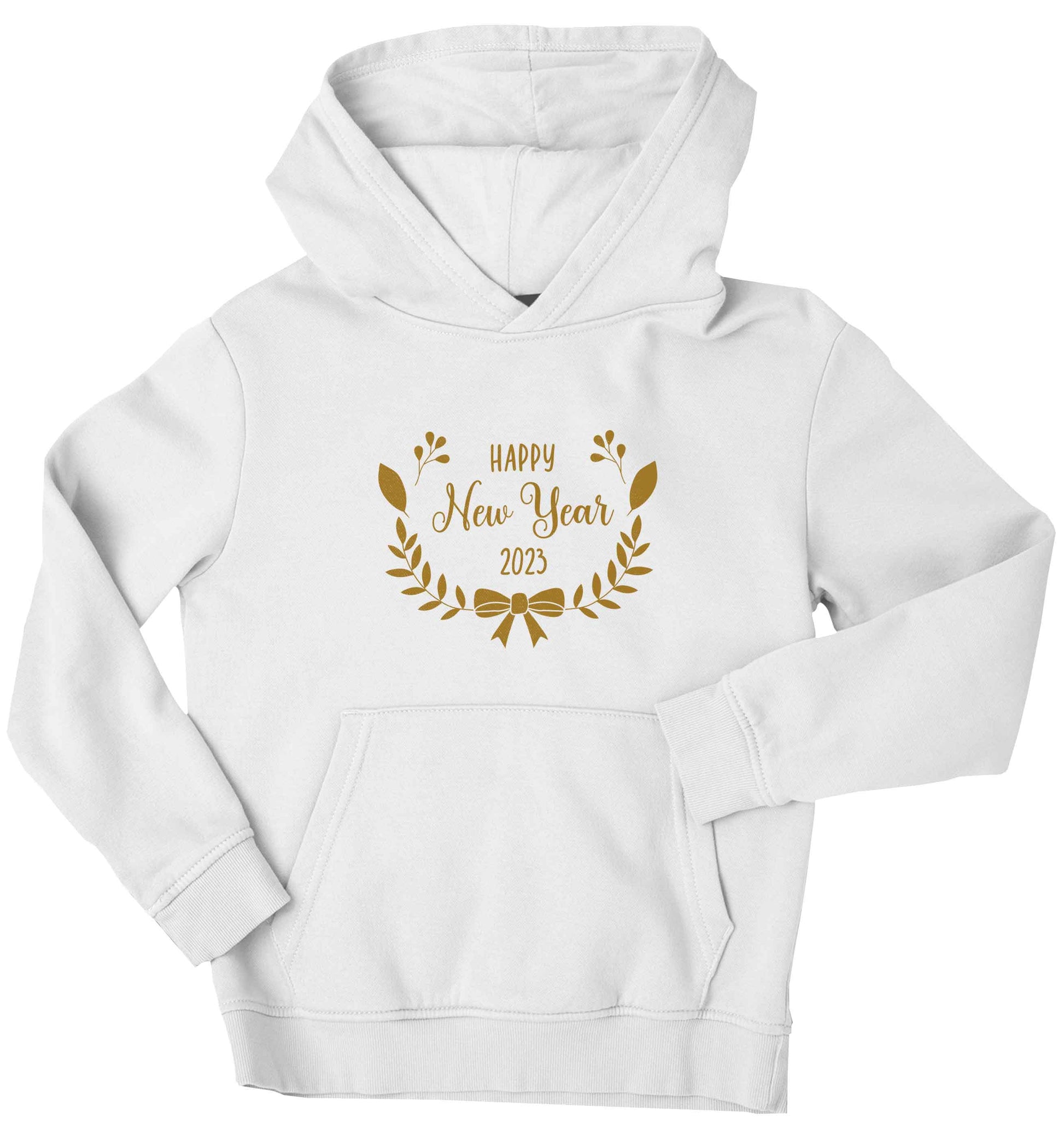 Happy New Year 2023 children's white hoodie 12-13 Years