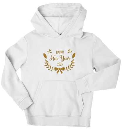 Happy New Year 2023 children's white hoodie 12-13 Years