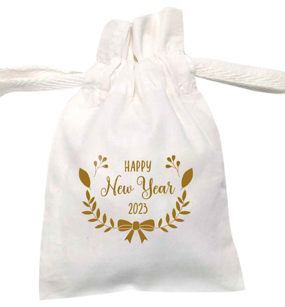 Happy New Year 2023 | XS - L | Pouch / Drawstring bag / Sack | Organic Cotton | Bulk discounts available!