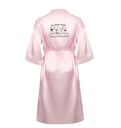 Personalised snowman family mum dad cat dog XL/XXL pink ladies dressing gown size 16/18
