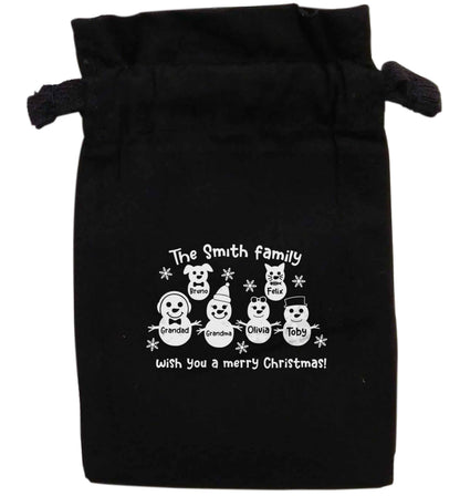 Personalised snowman family grandma grandad cat dog | XS - L | Pouch / Drawstring bag / Sack | Organic Cotton | Bulk discounts available!