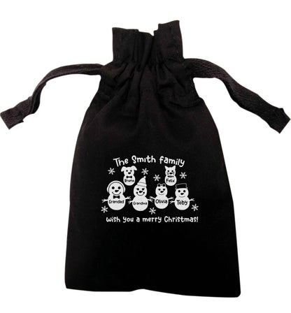 Personalised snowman family grandma grandad cat dog | XS - L | Pouch / Drawstring bag / Sack | Organic Cotton | Bulk discounts available!