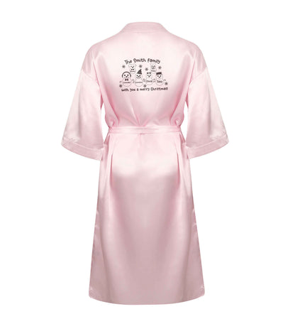 Personalised snowman family grandma grandad cat dog XL/XXL pink ladies dressing gown size 16/18