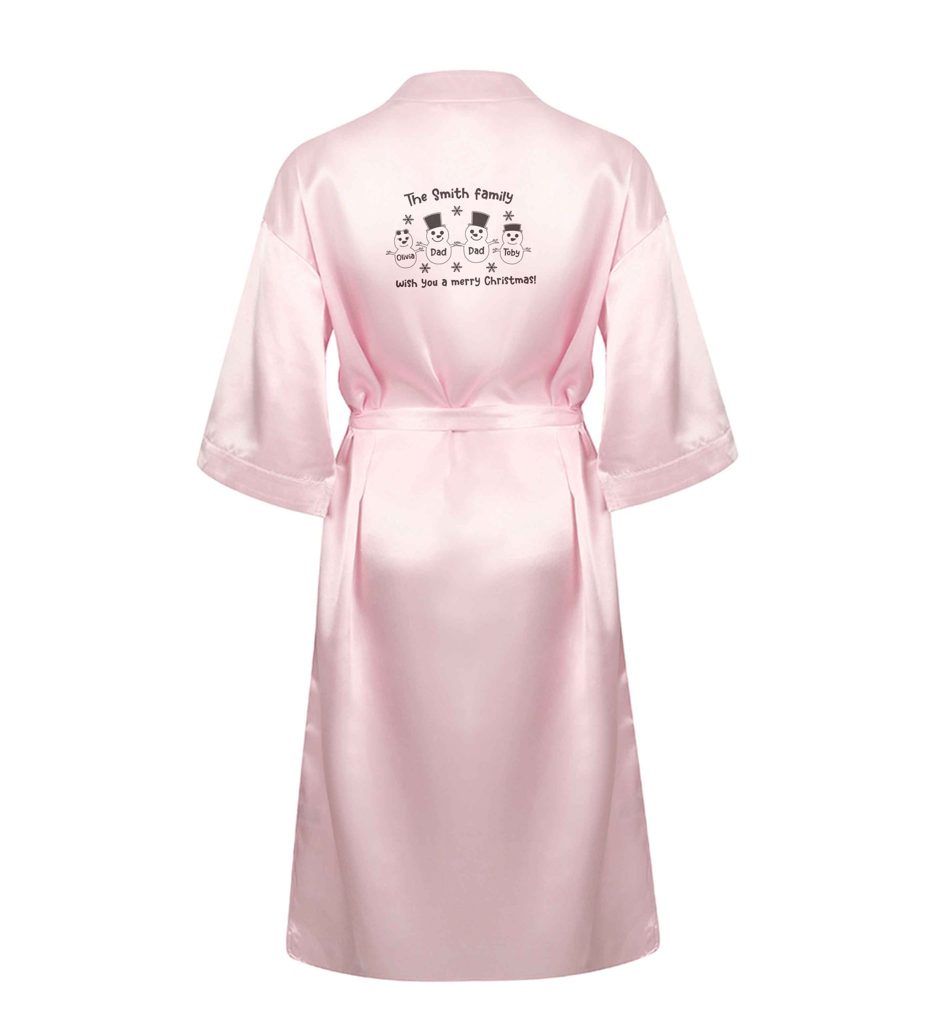 Personalised snowman family two dads XL/XXL pink ladies dressing gown size 16/18
