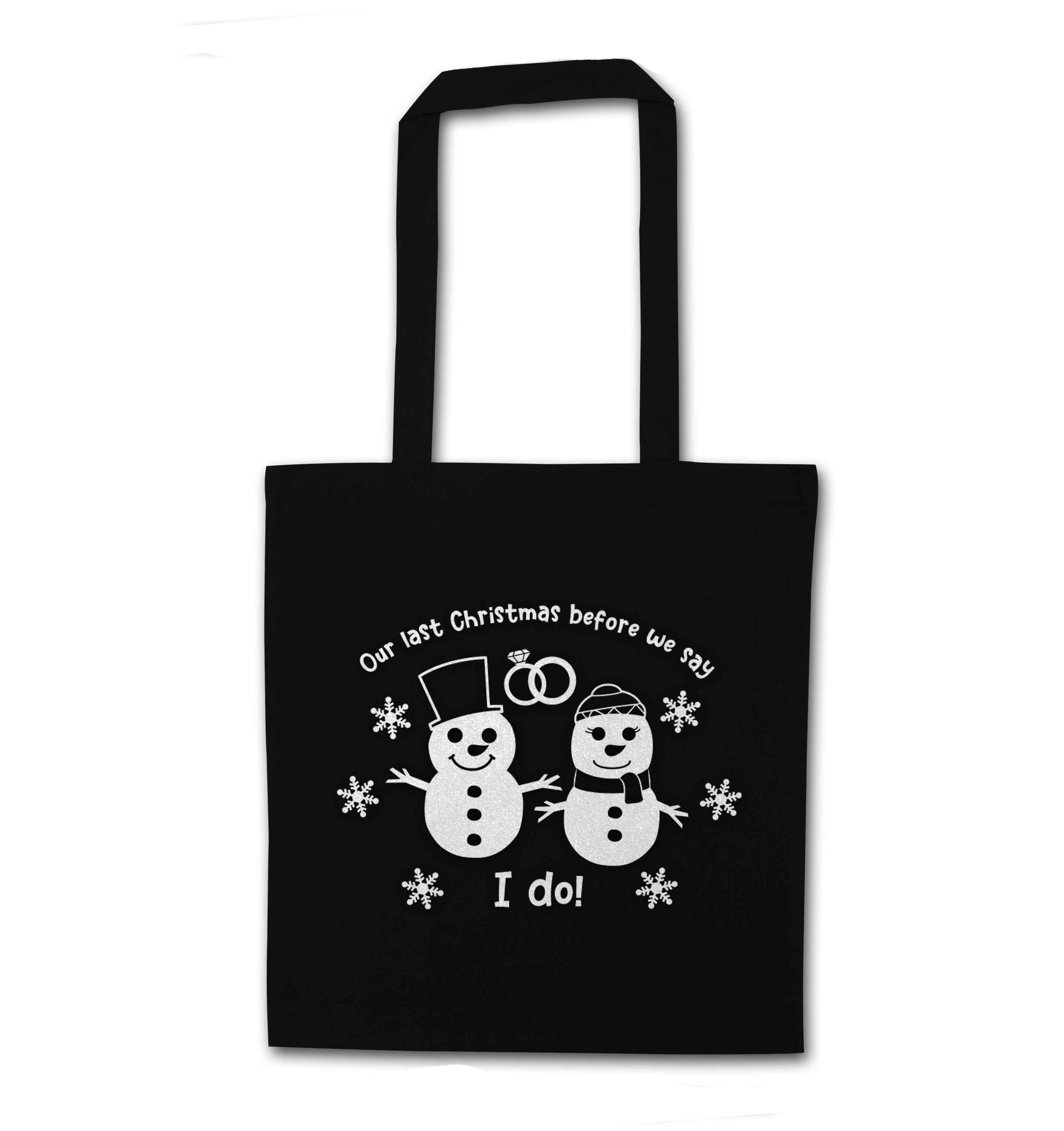 Last Christmas before we say I do black tote bag