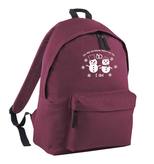 Last Christmas before we say I do maroon children's backpack