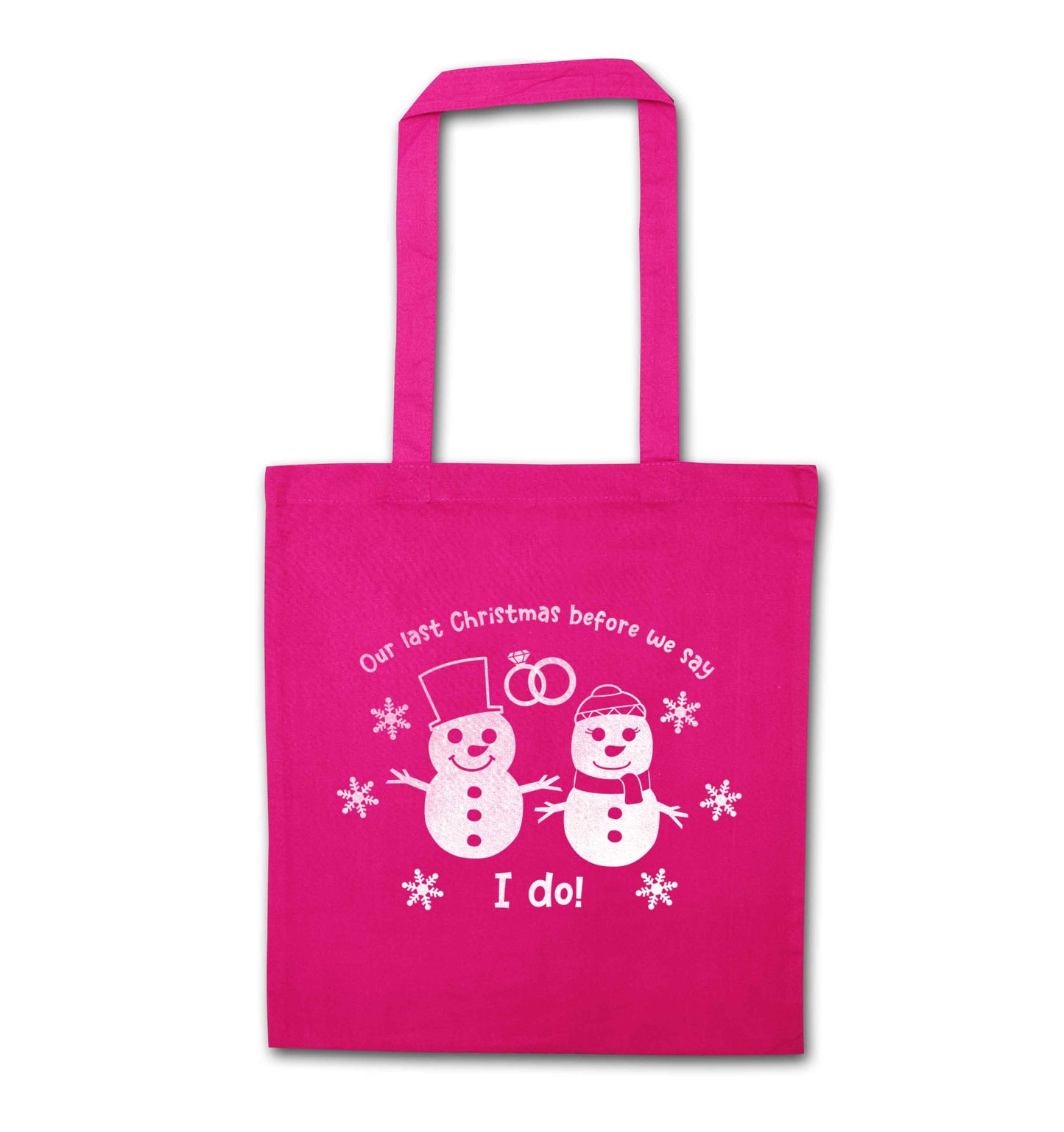 Last Christmas before we say I do pink tote bag