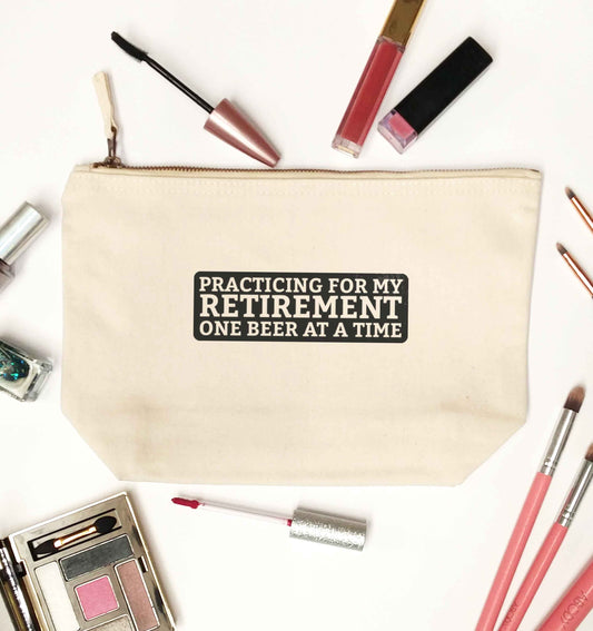 Practicing for my Retirement one Beer at a Time natural makeup bag