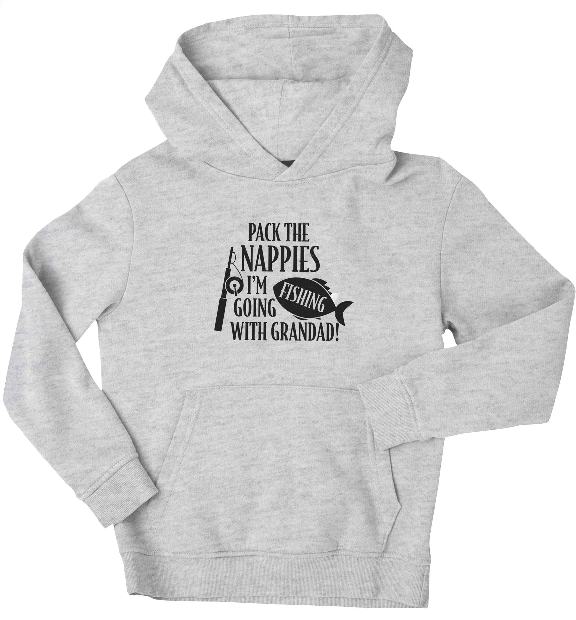 Pack the nappies I'm going fishing with Grandad children's grey hoodie 12-13 Years