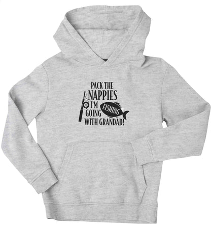 Pack the nappies I'm going fishing with Grandad children's grey hoodie 12-13 Years