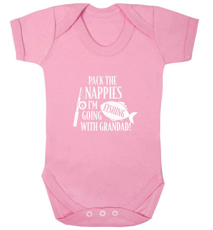 Pack the nappies I'm going fishing with Grandad baby vest pale pink 18-24 months