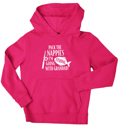 Pack the nappies I'm going fishing with Grandad children's pink hoodie 12-13 Years