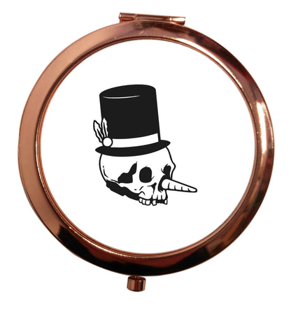 Snowman punk rose gold circle pocket mirror