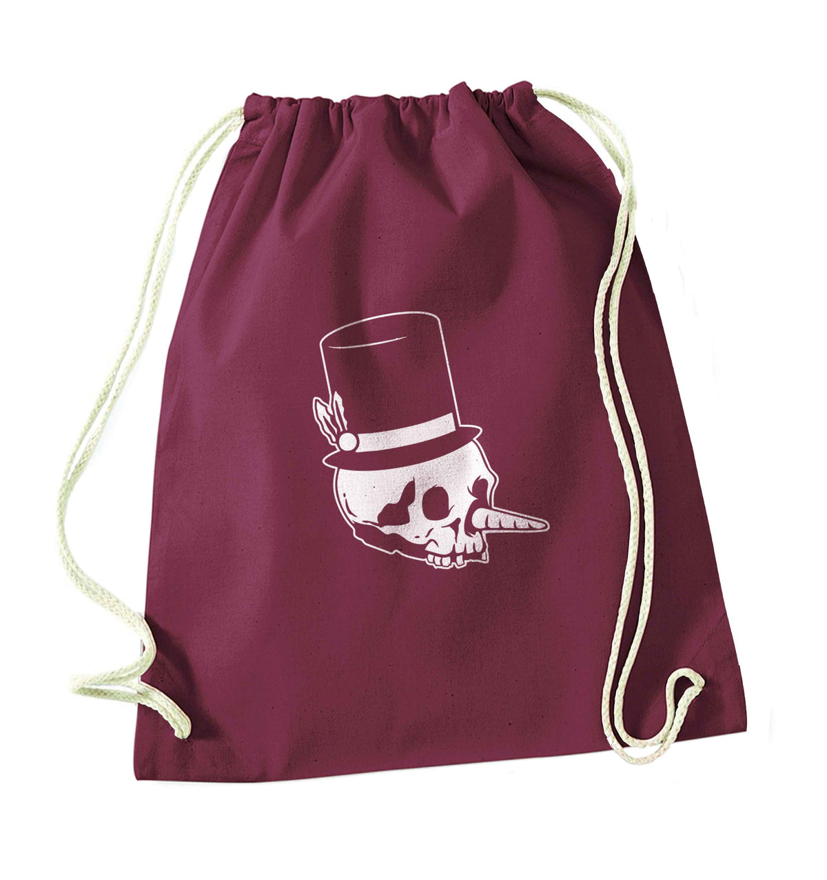 Snowman punk maroon drawstring bag