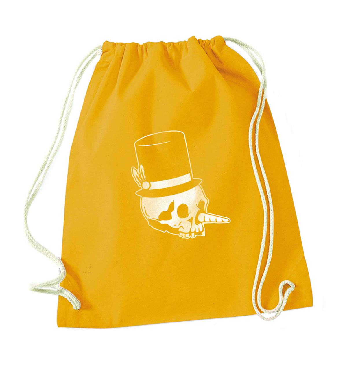 Snowman punk mustard drawstring bag