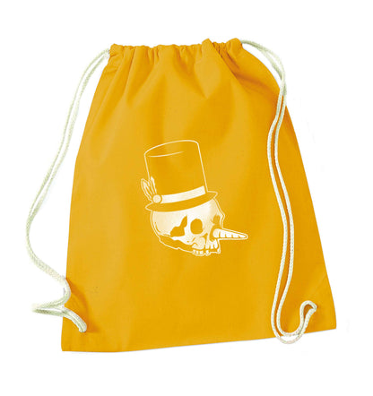Snowman punk mustard drawstring bag