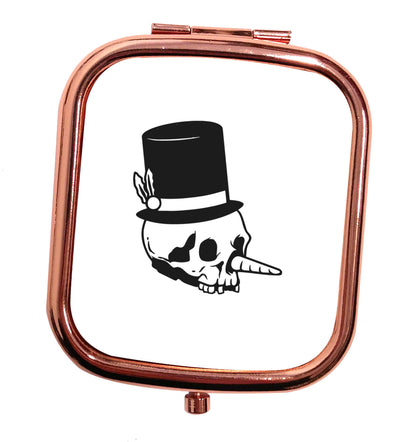 Snowman punk rose gold square pocket mirror
