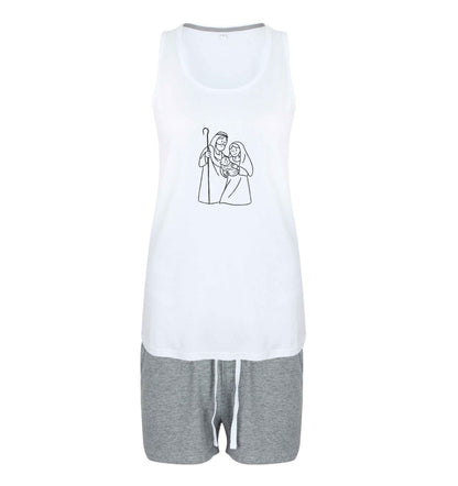 Jesus Mary and joseph size XL women's pyjama shorts set in pink 