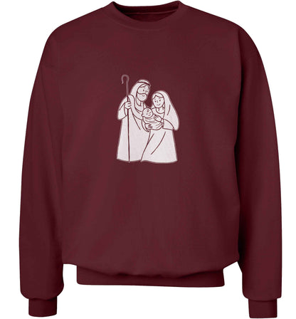 Jesus Mary and joseph adult's unisex maroon sweater 2XL
