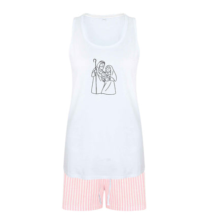 Jesus Mary and joseph size XL women's pyjama shorts set in pink 