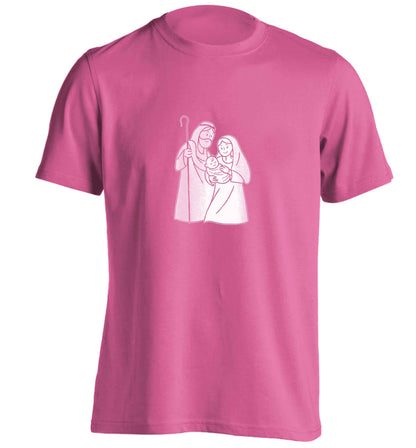 Jesus Mary and joseph adults unisex pink Tshirt 2XL