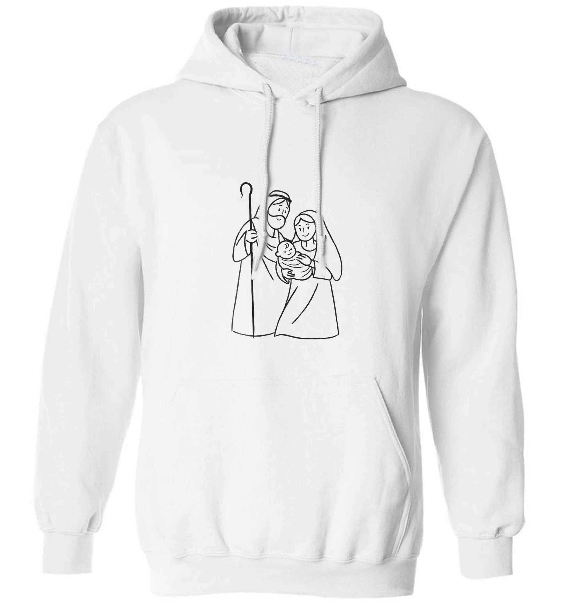 Jesus Mary and joseph adults unisex white hoodie 2XL