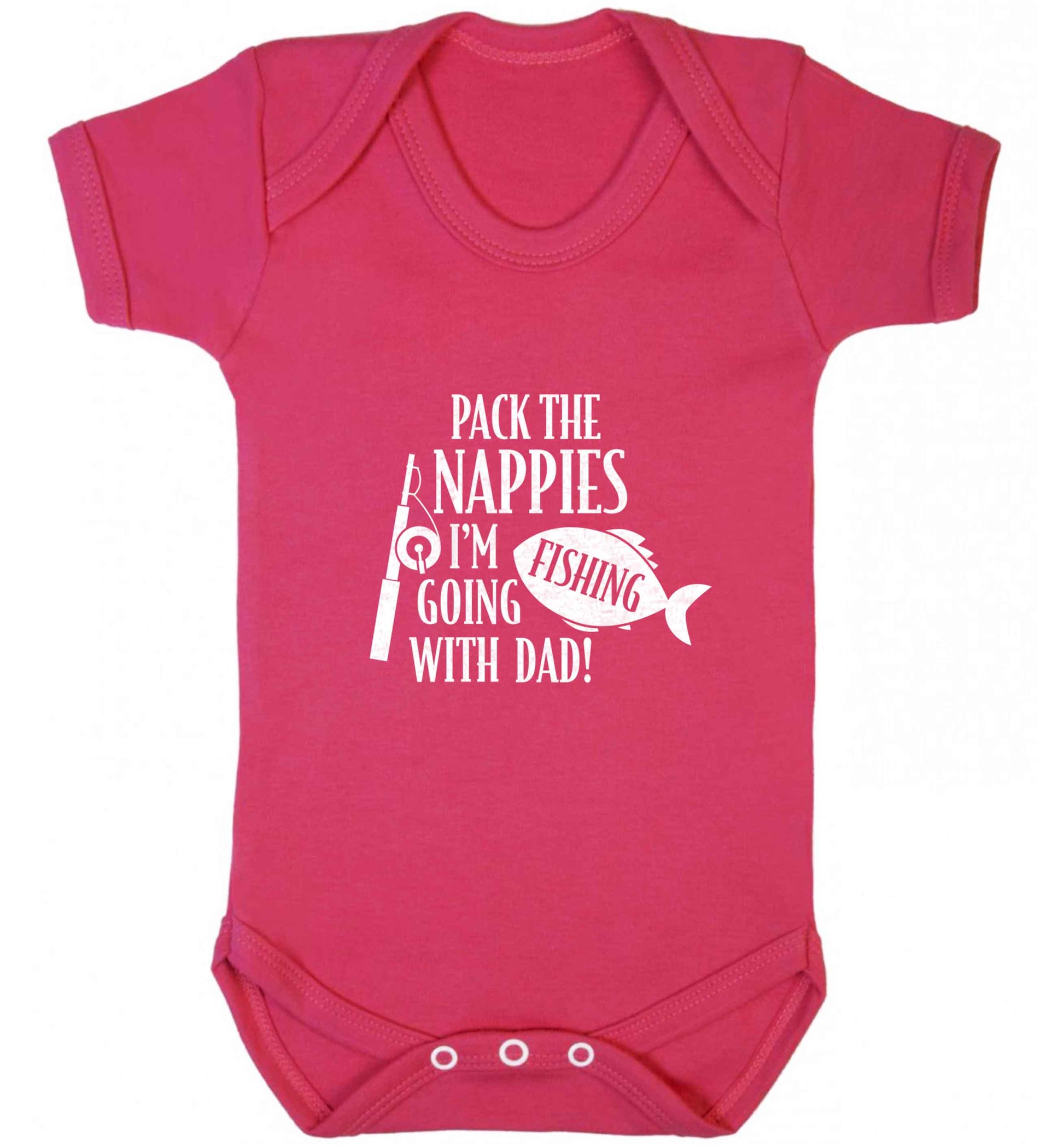 Pack the nappies I'm going fishing with Dad baby vest dark pink 18-24 months