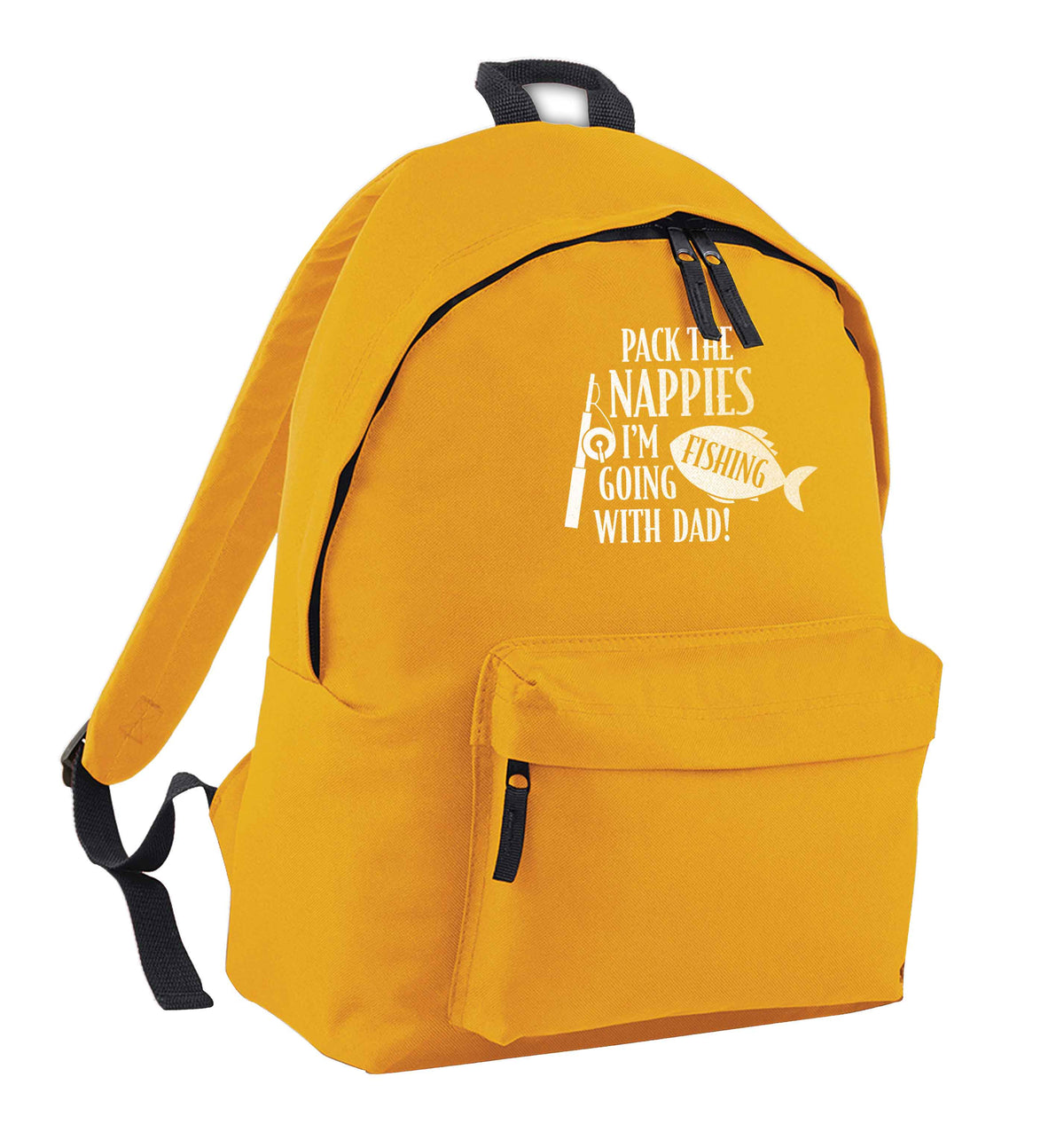 Pack the nappies I'm going fishing with Dad mustard adults backpack