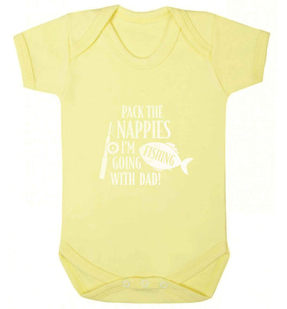 Pack the nappies I'm going fishing with Dad baby vest pale yellow 18-24 months